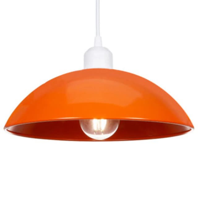 Happy Homewares Industrial Retro Designer Orange Gloss Disc Metal Ceiling Pendant Lighting Shade