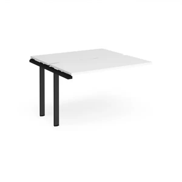 Adapt Bench Desk Add On Rectangular Desk 1200mm With Sliding Tops White Tops With Black Frames 1200mm Depth Adapt White STE1212-AB-K-WH