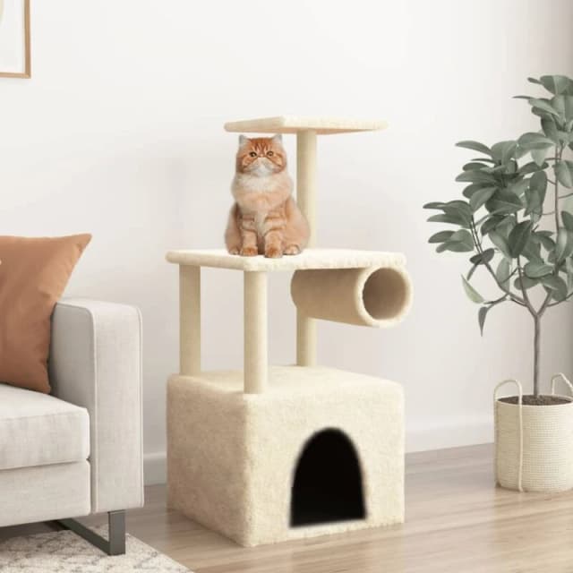 VIDAXL Cat Tree with Sisal Scratching Posts Cream 109.5cm vidaXL 8720845416973