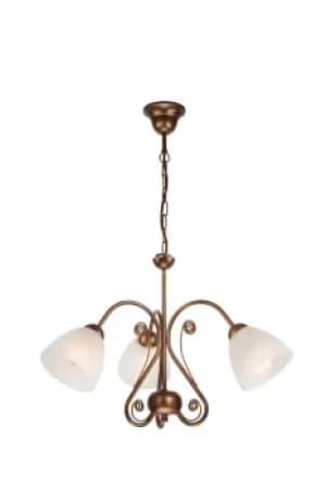 Emilio Multi Arm Pendant Ceiling Light With Glass Shades, White, 3x E27
