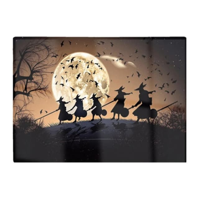 Warren Reed Designer Witches Riding Broomsticks Glass Chopping Board