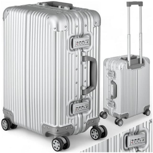 Tectake Cabin Suitcase In Aluminium, With Tsa Locks & 4 Double Castors - Silver
