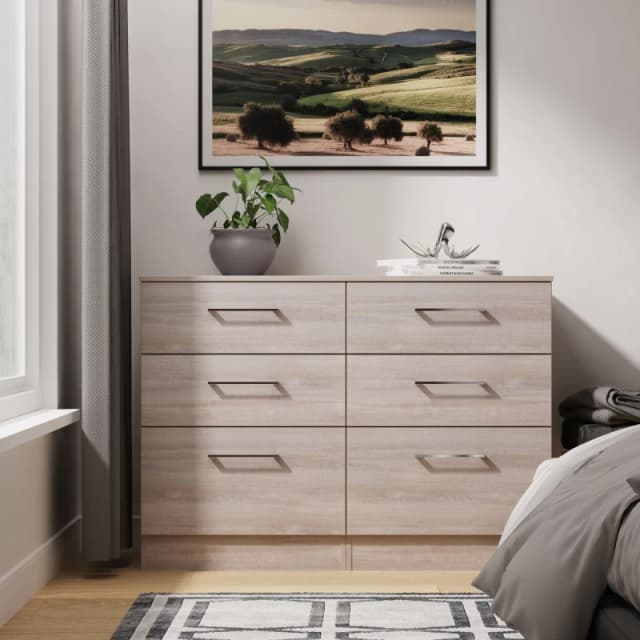 Ready Assembled 2 U Gloucester 6 Drawer Wide Chest (Ready Assembled) in Light Grey Light Grey Unisex