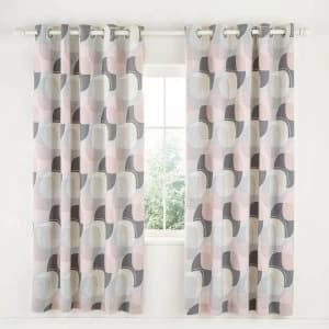 Helena Springfield Arken Blush Lined Eyelet Curtains Blush