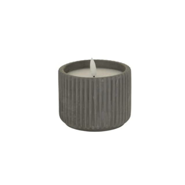 Luxe Collection Natural Glow Grey Ribbed Medium LED Candle