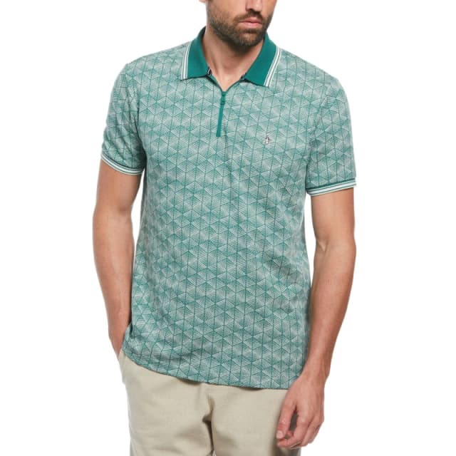 Original Penguin Mens Jacquard Short-Sleeve Polo Shirt Antique Green male Medium