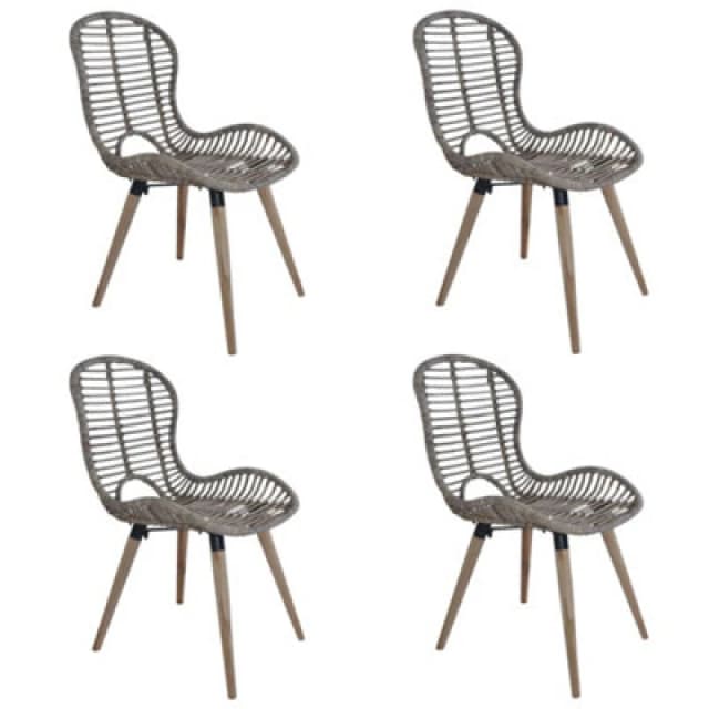 VIDAXL Dining Chairs 4 pcs Brown Natural Rattan Vidaxl 8718475617068
