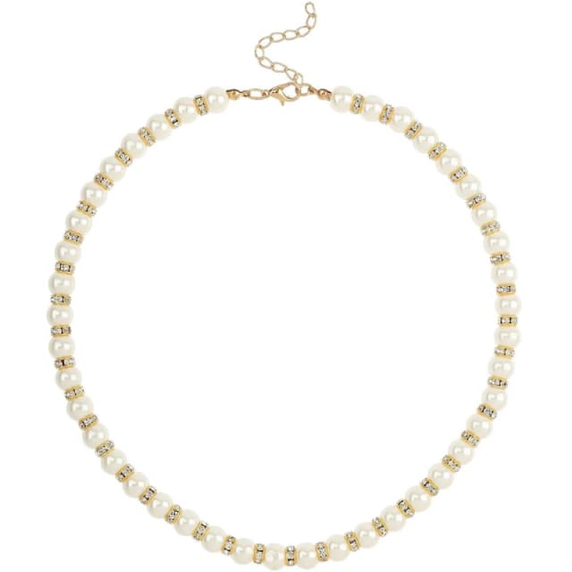 Mason Knight Yager Faux 6mm Pearl And Crystal Bead Necklace Gold And White female One Size