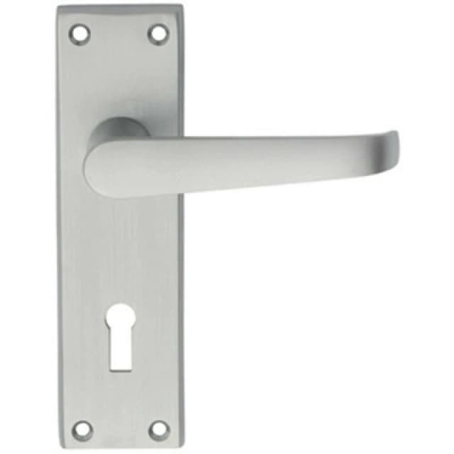 Loops PAIR Straight Victorian Handle on Lock Backplate 150 x 43mm Satin Chrome Multi