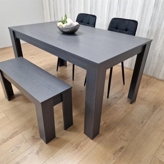 KOSY KOALA Dining Table Set with 2 Chairs Dining Room and Kitchen table set of 2, and Bench Dark Grey