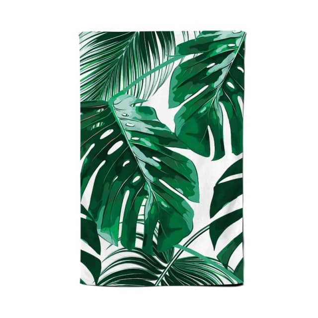 Warren Reed - Designer Tropical Jungle Leaf Pattern Tea Towel in Green Green Unisex
