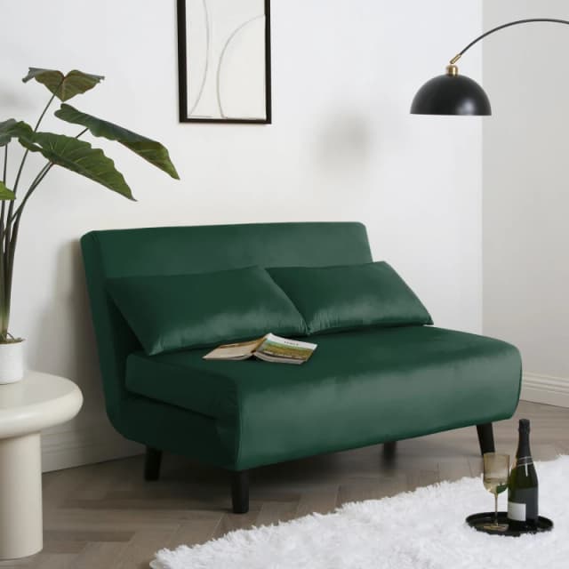 Home Garden Direct Aurora - Small Double Sofa Bed in Velvet - 2 Seater - Green Green Unisex