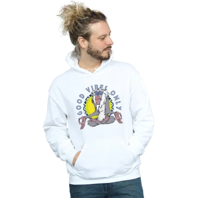 Disney Men The Lion King Rafiki Good Vibes Only Hoodie in White Size: Small White S Male 5059114978397
