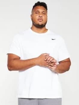 Nike Plus Size Solid Crew Neck T-Shirt - White