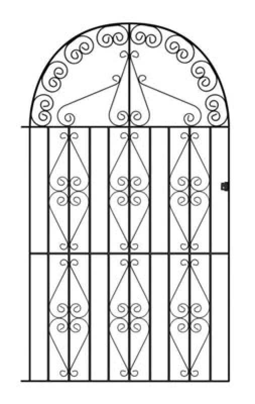 Burbage Iron Craft Stira Metal Tall Bow Top Gate 1220mm Gap X 1980mm High St46Zp