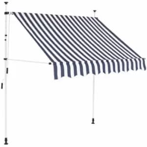 Manual Retractable Awning 150cm Blue and White Stripes Vidaxl Blue