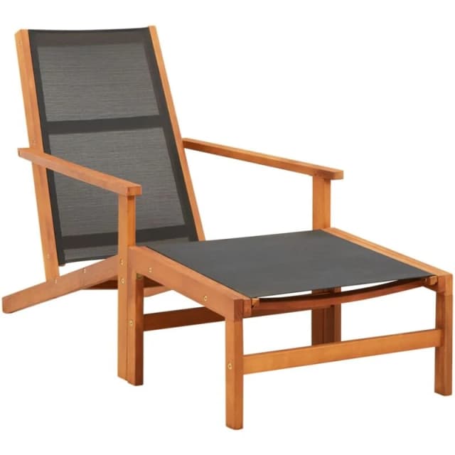 VIDAXL Garden Chair with Footrest Solid Eucalyptus Wood and Textilene Vidaxl 48700