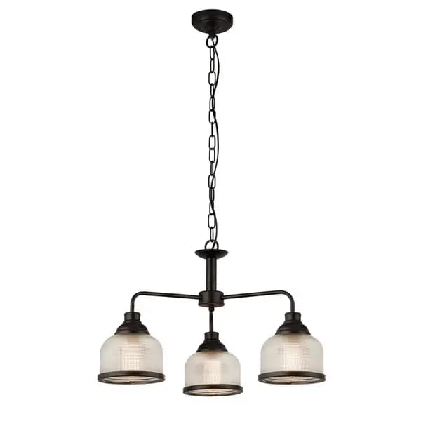 Searchlight Highworth 3 Arm Glass Ceiling Pendant Light - Black
