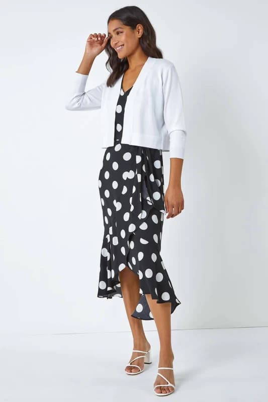 Roman Womens Knitted Bow Detail Shrug in White Size: 12 White Female 12