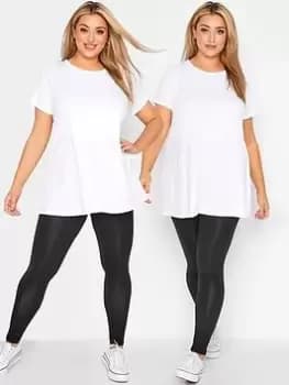Yours Viscose Elastane 2 Pack Legging - Black, Size 34-36, Inside Leg 30, Women