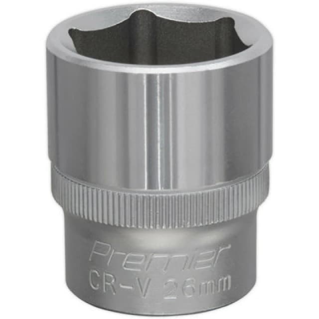 Loops 26mm Steel Drive Socket - 1/2" Square Drive - Chrome Vanadium Wrench Socket Metallics