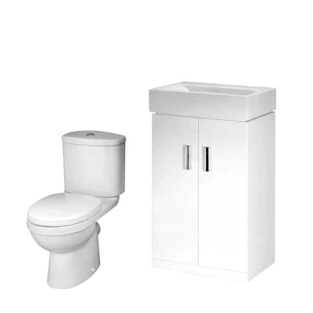 Balterley Cloakroom Floor Standing Vanity Basin Unit Toilet Seat Gloss White White