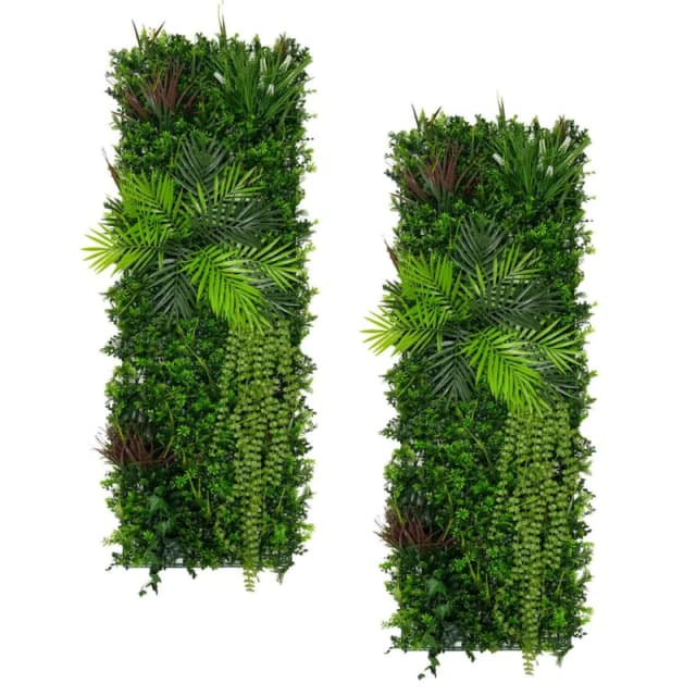 Monstershop 2Pcs Artificial Plant Wall Panel 50 x 150cm Alina Living Foliage Greenery Tiles Indoor Outdoor Weather & UV Resistant Green
