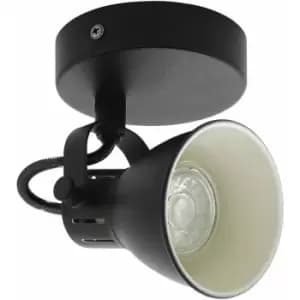 Loops - Wall Light 1 Spot Colour Black Steel Pivot Shade Bulb GU10 1x3.3W Included