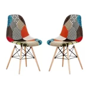 Moda Patchwork Eiffel Chair - Set of 2 - Multicoloured - Multi