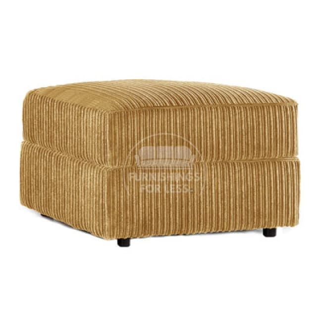 Furnishings For Less UK Luxor Delta Ferguson Mustard Fabric Soft Jumbo Cord Footstool