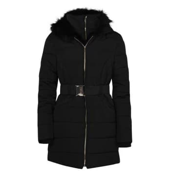 Biba Belted Puffer Jacket - Black