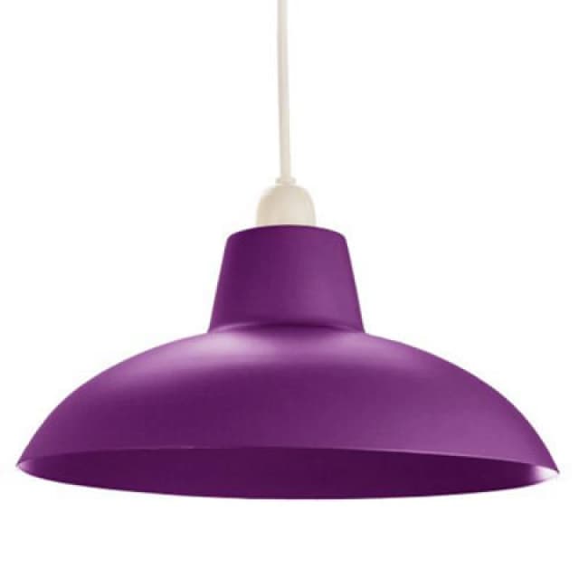 Happy Homewares Industrial Retro Designed Matt Purple Curved Metal Ceiling Pendant Light Shade