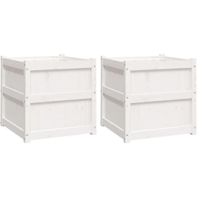 vidaXL Garden Planters 2pc White Solid Pine, White 837427