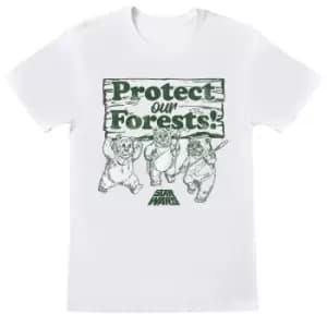 Star Wars Womens/Ladies Protect Our Forests Ewok Boyfriend T-Shirt (3XL) (White/Green)