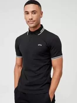 BOSS Paul Curved Logo Polo Shirt - Black Size M Men