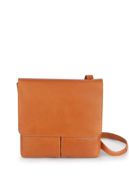 PRIMEHIDE 'Washed Cancun' Leather Flapover Crossbody Bag Tan