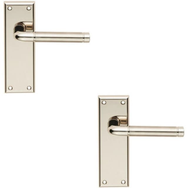 Loops 2x PAIR Round Bar Handle on Latch Backplate 150 x 50mm Polished & Satin Nickel Metallics