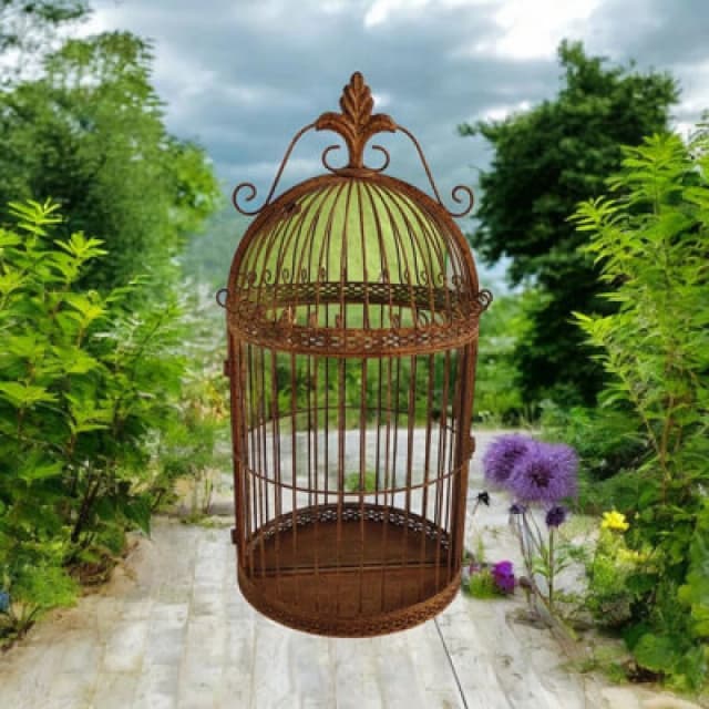 63Cm Bird Cage Rusty Wall Mirror