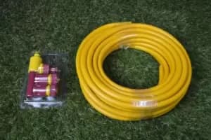 15m Professional Gold Garden Hose Pipe & 4 Fittings