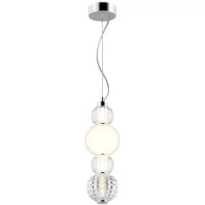 Modern Collar Integrated LED Chrome Pendant Ceiling Light Glass Shade