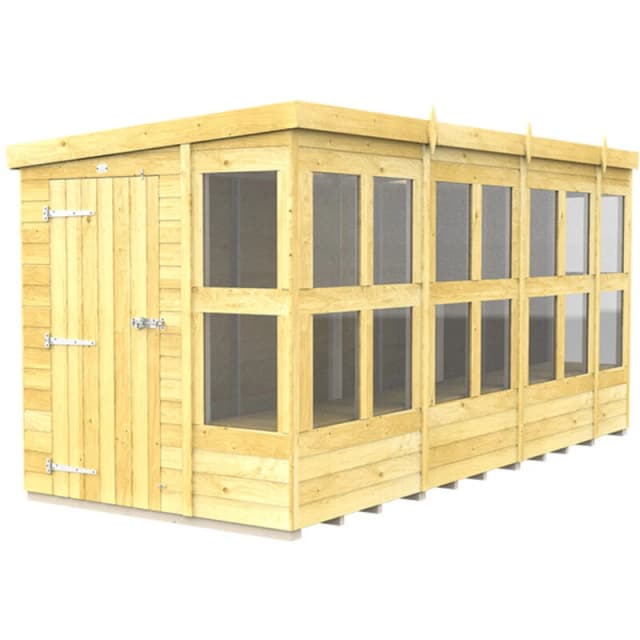 Flat Pack Sheds DIY Sheds 14 x 6 Pent Potting Shed, Brown 14X6PPSFF
