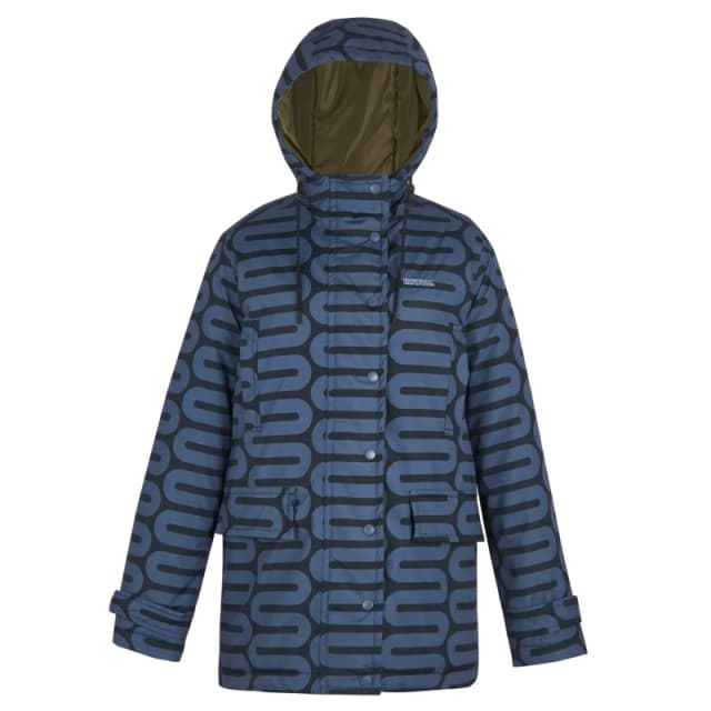 Regatta Womens Orla Mid Length Hooded Breathable Waterproof Insulated Jacket in Blue Size: 14 Blue Female 14