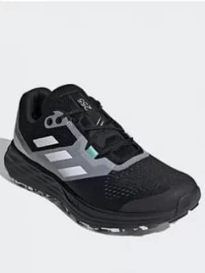 adidas Terrex Two Flow Trail Running Shoes, Black/White/Turquoise, Size 5, Women