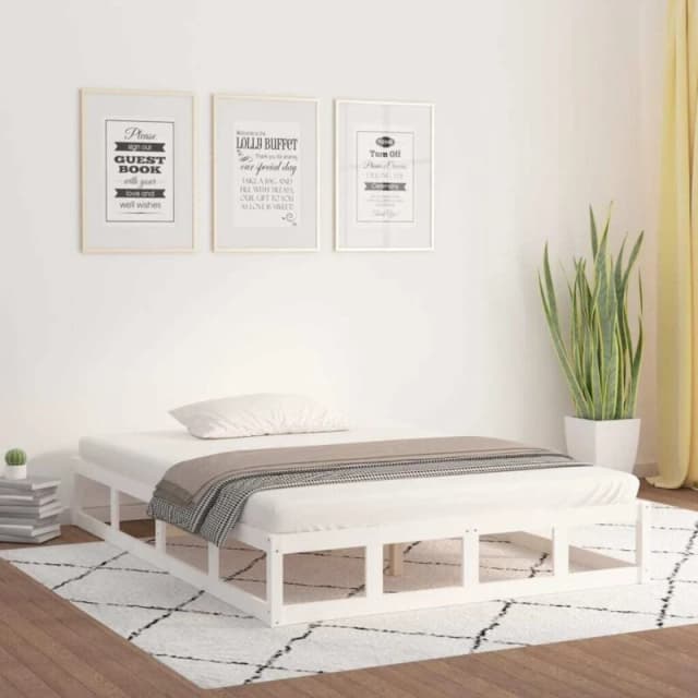 VIDAXL Bed Frame without Mattress White 120x200cm Solid Wood Vidaxl 8720287136804