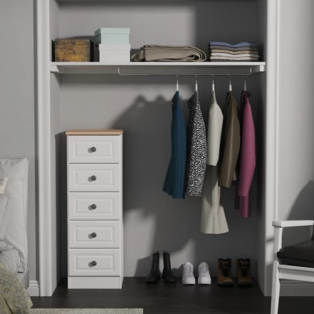 Ready Assembled 2 U Surrey 5 Drawer Bedside Cabinet (Ready Assembled) in White Size: Medium White Unisex Medium