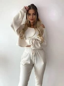 Gym King Ribbed Jogger - Cream