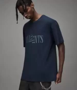 AllSaints Mens Nico Crew T-Shirt, Nebula Blue, Size: S