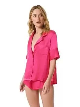 BlueBELLA Alma Luxury Satin Short Pyjama Set, Pink, Size 12, Women