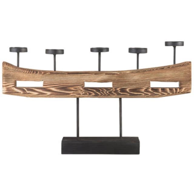 Beliani Candle Holder Guatemala Pine Wood 36cm Brown