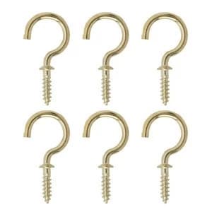 Brass-plated Small Cup hook (L)30mm Pack of 6